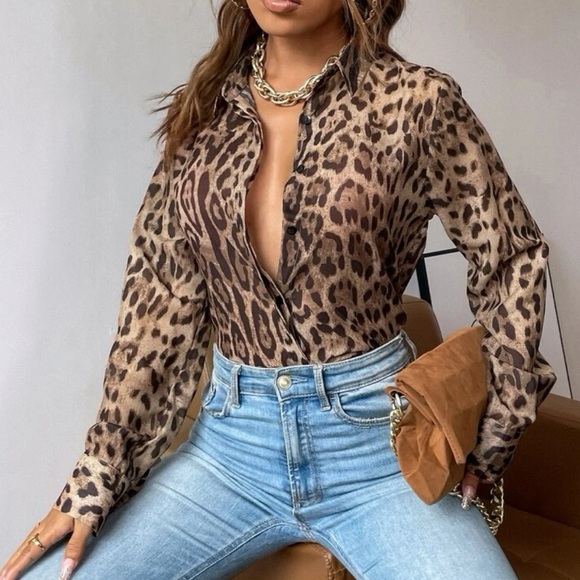 Leopard print loose fit Button Down Shirt - Picture 5 of 8